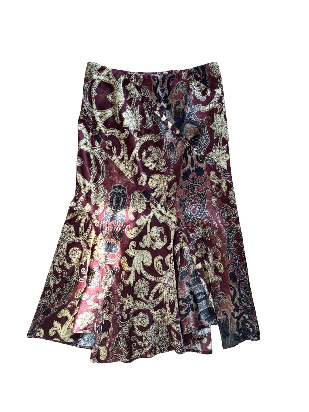 Roberto Cavalli FW2004 Burgundy Silk Baroque Midi Skirt - Picture 5 of 10